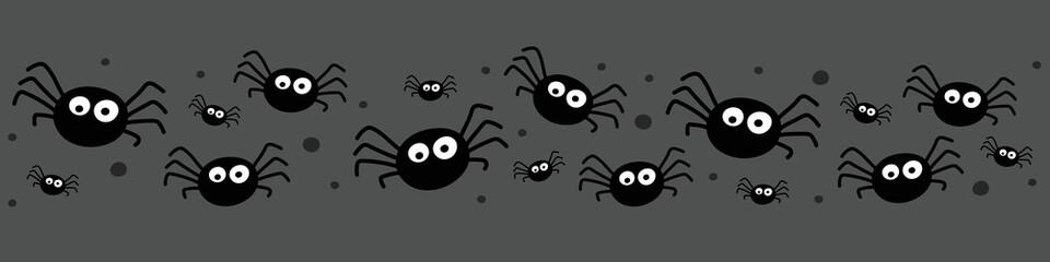Banner with creepy spiders. Halloween concept. Vector