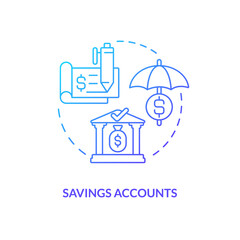 Savings accounts blue gradient concept icon. Interest bearing deposit product. Business banking abstract idea thin line illustration. Isolated outline drawing. Myriad Pro-Bold font used
