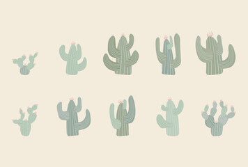 Fototapeta premium cactus drawing vector illustration set 