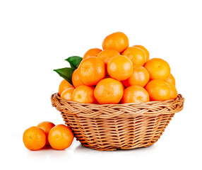 Fresh tangerine basket isolated on a white background