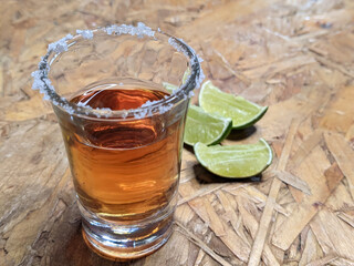 Tequila with lemon and salt