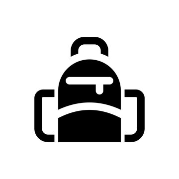 School backpack black glyph ui icon. Rucksack for high school, college students. User interface design. Silhouette symbol on white space. Solid pictogram for web, mobile. Isolated vector illustration