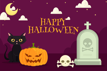 Happy Halloween background. Vector Illustration.
