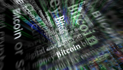 Headline titles media with Bitcoin cryptocurrency 3d illustration