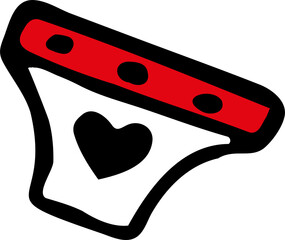 doodle cartoon drawing briefs underwear with heart symbol