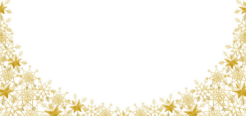 雪の結晶　フレーム　ゴールド