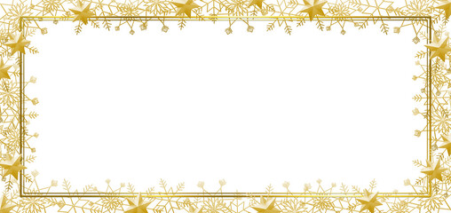 雪の結晶　フレーム　ゴールド