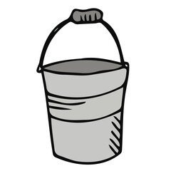 Bucket colorful icon in vector. Bucket colorful doodle illustration in vector