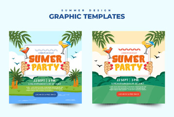Summer Party Season Graphic template Simple and Elegant Design