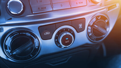 Fototapeta premium Car conditioning. Vehicle vent interior for cold automobile cool. Auto climate condition. Hot air control panel.