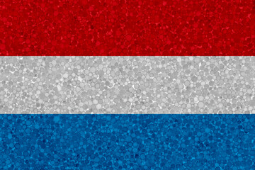Flag of Luxembourg on styrofoam texture. national flag painted on the surface of plastic foam