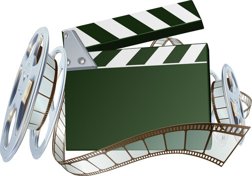 Film reel and clapper board background