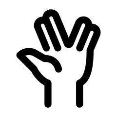 Vulcan Salute Fingers Line Icon Vector