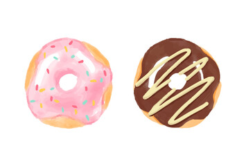 vector illustration of donuts in watercolor for banners, cards, flyers, social media wallpapers, etc.