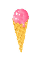 vector illustration of ice cream cone in watercolor for banners, cards, flyers, social media wallpapers, etc.