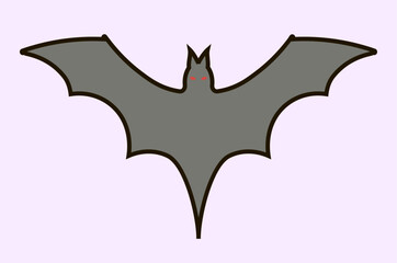 Decorative element for Halloween. Bat icon isolated on white. Vector.