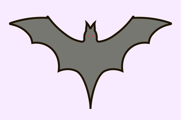 Decorative element for Halloween. Bat icon isolated on white. Vector.