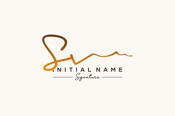 Initial SV signature logo template vector. Hand drawn Calligraphy lettering Vector illustration.