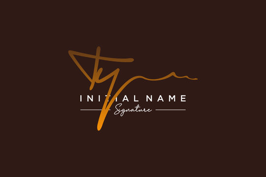 Initial TY signature logo template vector. Hand drawn Calligraphy lettering Vector illustration.