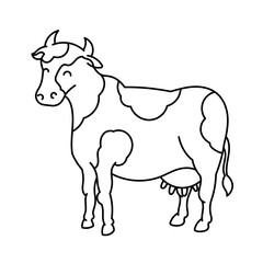 Cow drawing icon. Editable outline stroke. Vector line icon.