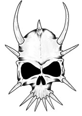 Scary Skull digital illustration with transparent background