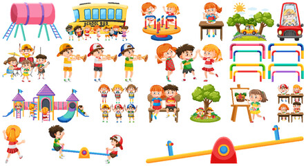Obraz premium Set of children doing different activities