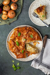 Greek pie with leeks, onions and feta cheese