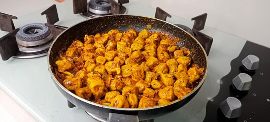 Masala Soya Chunk Curry made using Soyabean nuggets and spices - protein rich food from India
