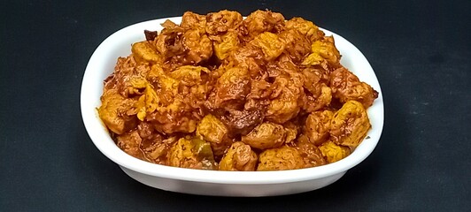 Masala Soya Chunk Curry made using Soyabean nuggets and spices - protein rich food from India