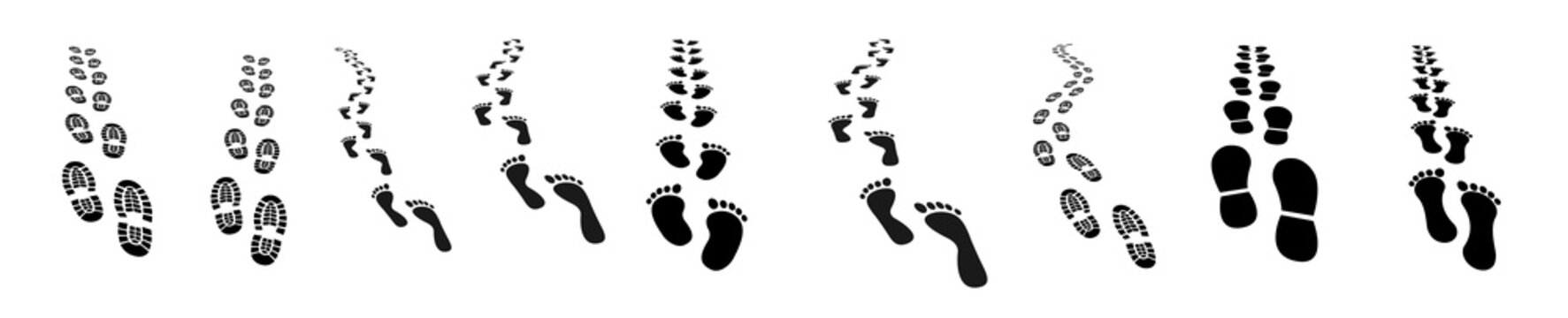 Foot trail set vector icon