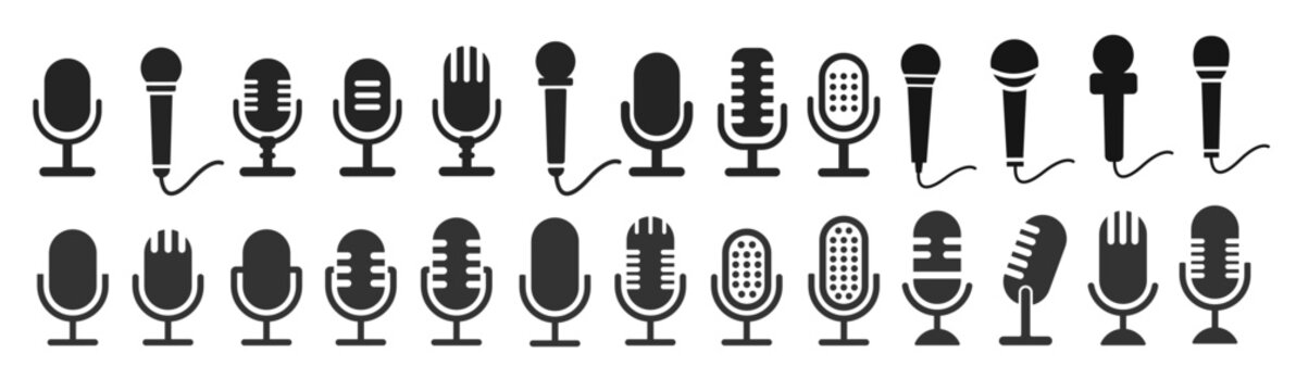 Microphone Mic Podcast Radio Logo Gráfico por Enola99d · Creative Fabrica