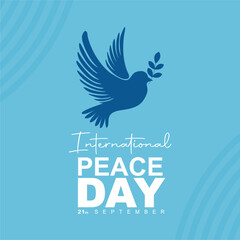 International Peace Day, Vector illustration design. White text on light blue background.