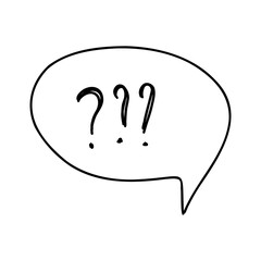 Chat icon. Question marks doodle isolated on white background. Geometric shape, illustration symbol. Vector illustration.