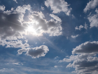 Sky with sun for design purpose and replacement. Nature background.