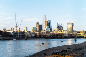 London. August 2022. View of the City of London, the historic centre and the primary central business district, UK