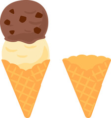ワッフルコーンとアイスクリーム