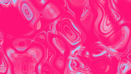 Liquid background, pink with blue. Bizarre colored streaks on the surface from mixing the dye in the liquid. 3D rendering.