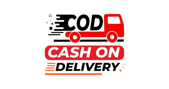 Cash on Delivery Logo Animation. The COD text is the abbreviation symbol for cash on delivery. Modern Ordering and Payment Transactions. Motion Graphic Illustration Design Concept.