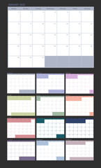A5 printable 2023 monthly calendar pastel muted colors vector