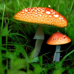 magic world of mushrooms. illustration of fairy tale Wonderland