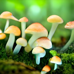 magic world of mushrooms. illustration of fairy tale Wonderland