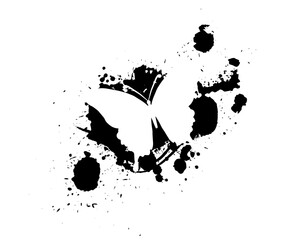 Blob and butterfly. Vector illustration. Abstract grunge decoration. Vector illustration.