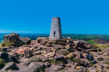 A view of the triangulation point of the Roaches escarpment, Staffordshire, UK in summertime