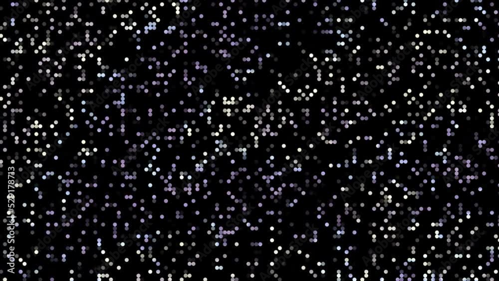 Aufkleber Moving and shimmering abstract geometric polka dot pattern on black background. Looping footage.