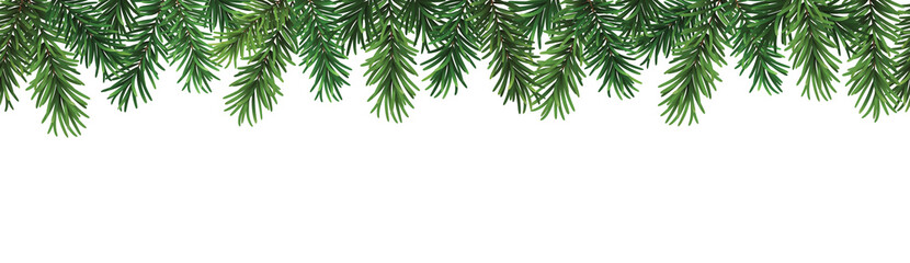 Decorative seamless christmas pattern or frame with green coniferous branches - 529180916