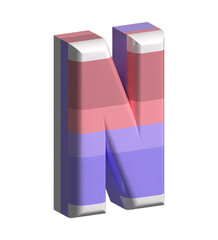 Letter N Round Bevel Shape 3D Render