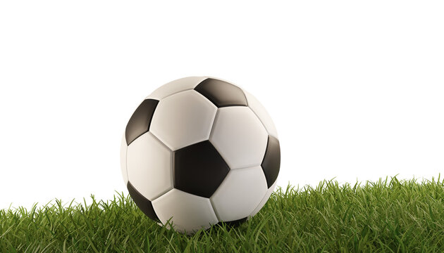soccer ball on lawn, isolated 3d-illustration