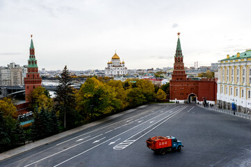 Obraz premium Panoramic view of Moscow city center, Russia. View from Kremlin fortress wall
