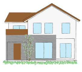 二階建ての一戸建ての家イラスト