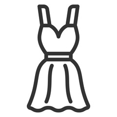 Women's evening dress - icon, illustration on white background, outline style